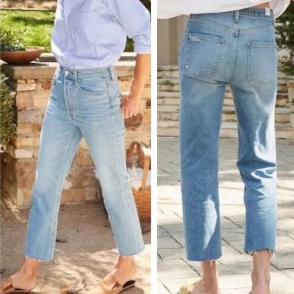 Frank & Eileen Monaghan button fly high rise raw hem jeans 27 $328! - Picture 1 of 14